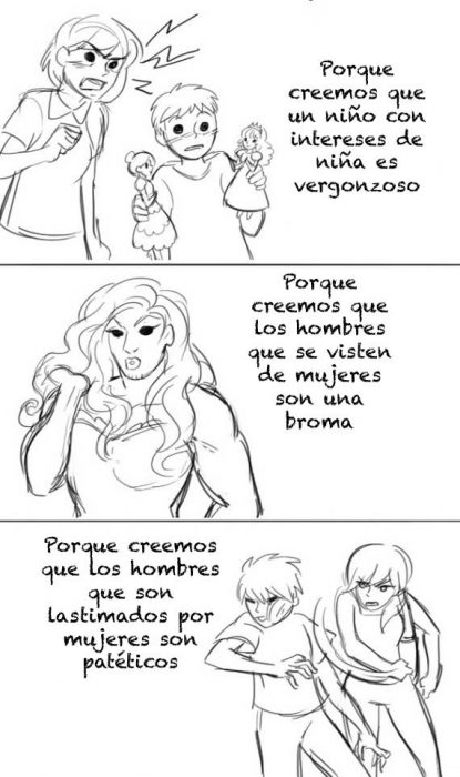 Cómic en donde se hace una comparación entre hombres y mujeres 