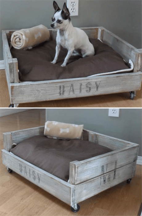 Cama para el perro hecha con palets 