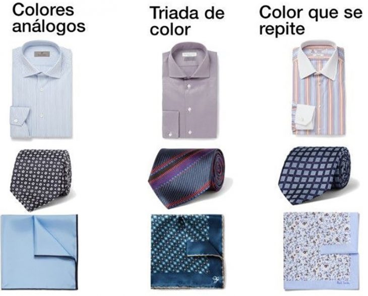 ilustración camisas de hombre, corbatas y pañuelos con estampados 