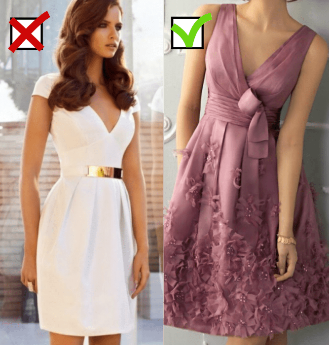 mujer de vestido blanco y cinto dorado y mujer de vestido rosa