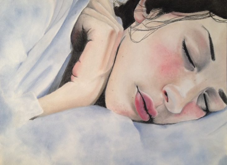 pintura de mujer blanca dormida 