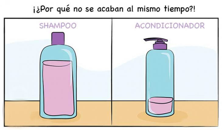 ilustracion de botellas con shampoo y acondicionador 