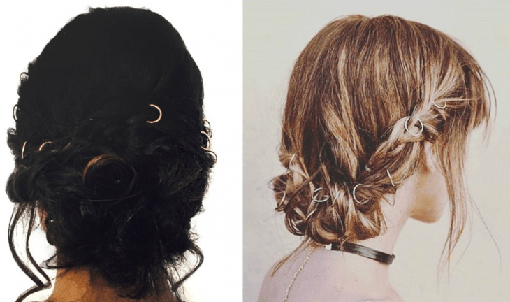 dos mujeres con cabello recogido con anillos 