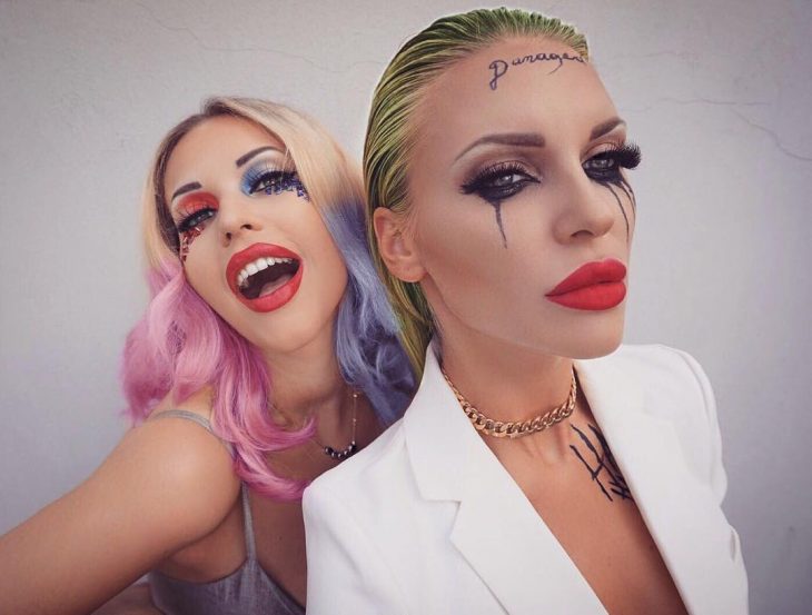 Maquillajes de Joker y Harley Quinn. 