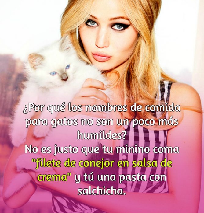 mujer rubia con gato blanco 