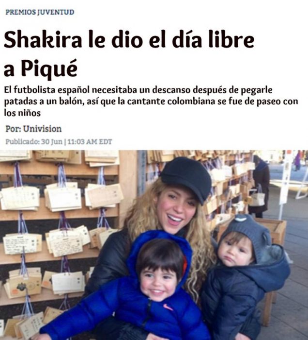 noticia de revista en linea y mujer rubia con sus dos hijos 