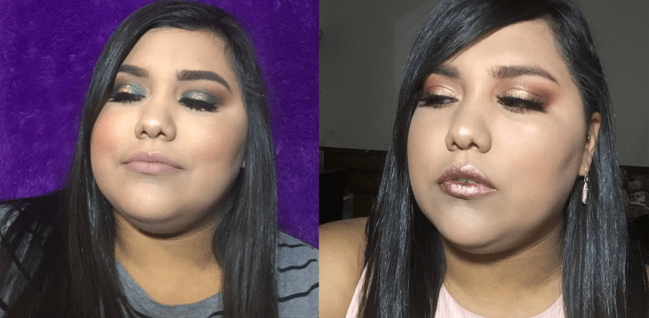 mujer morena con maquillaje profesional 