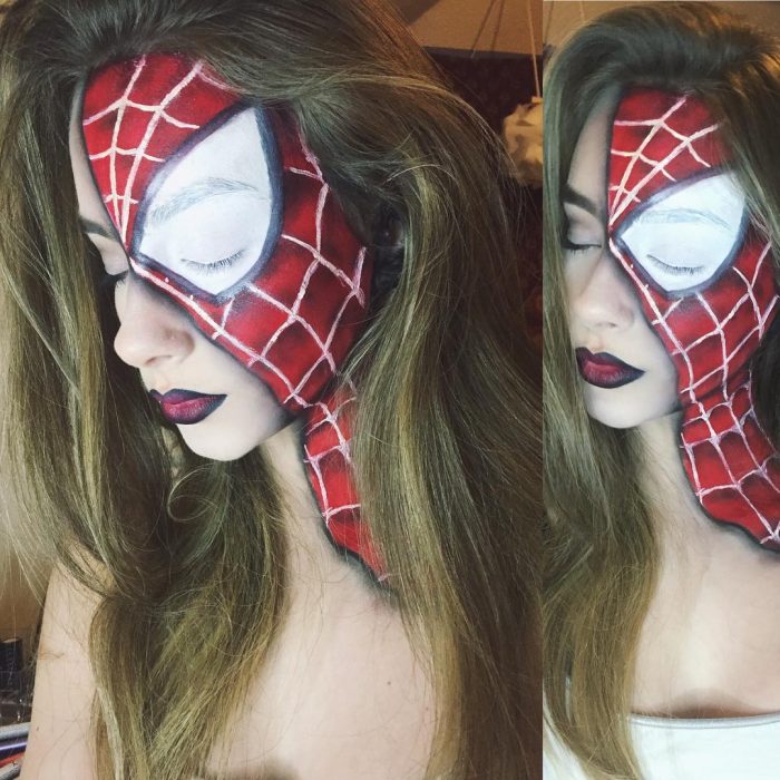 Chica crea maquillaje de fantasía inspirado en spiderman