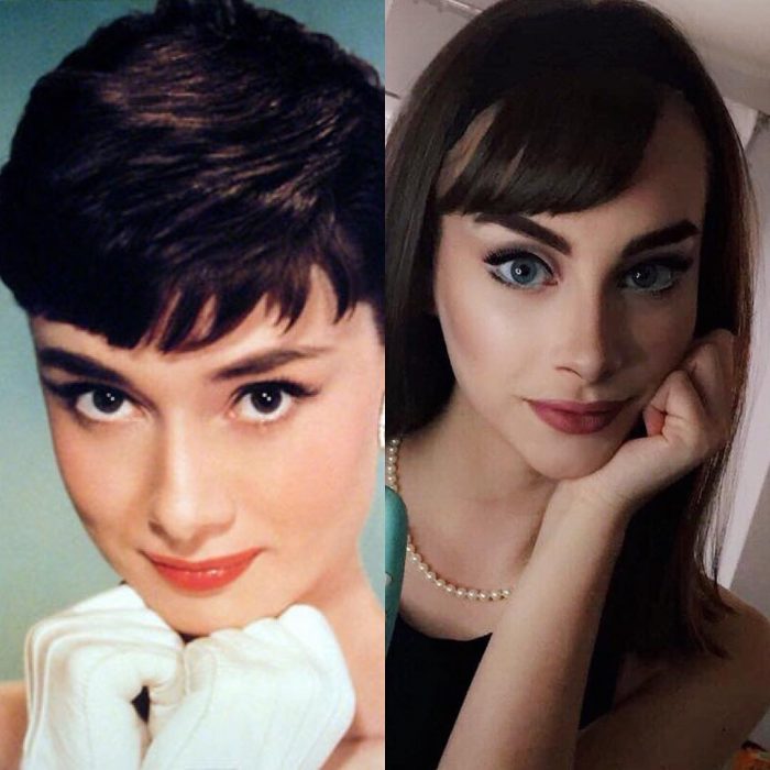 Chica maquillada como audrey hepburn