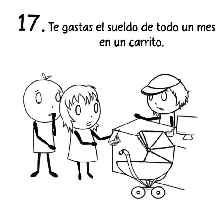 Comic de cosas que sólo los nuevos padres entienden. Comprando cosas para el bebé 