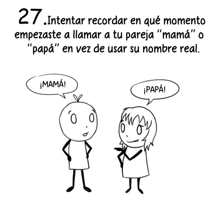 Comic de cosas que sólo los nuevos padres entienden. Empezar a llamar a tu pareja papá 