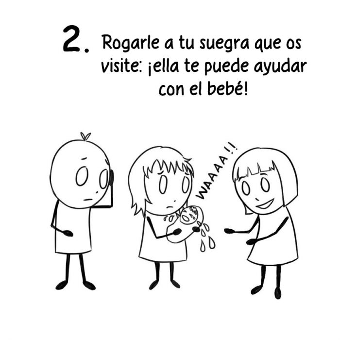 Comic de cosas que sólo los nuevos padres entienden. Padres y la suegra 