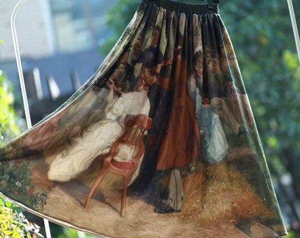 falda con impresión de pintura