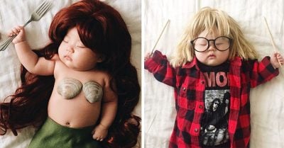 Esta mamá disfraza a su bebé con divertidos cosplays mientras su bebé duerme plácidamente