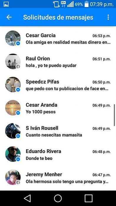 captura de pantalla con mensajes de inbox 