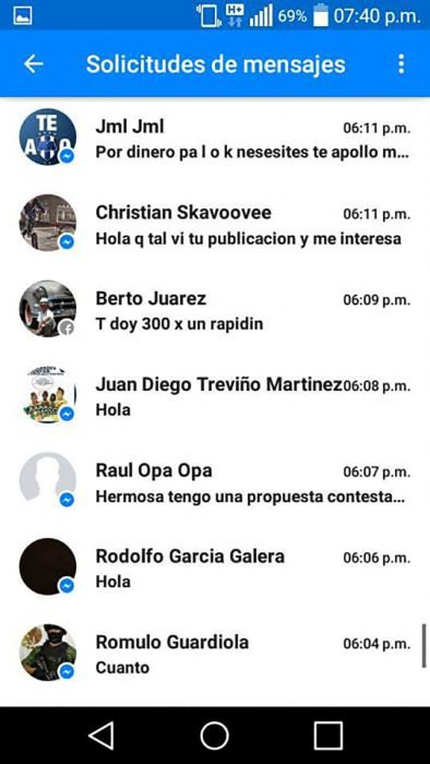 captura de pantalla con mensajes de inbox 