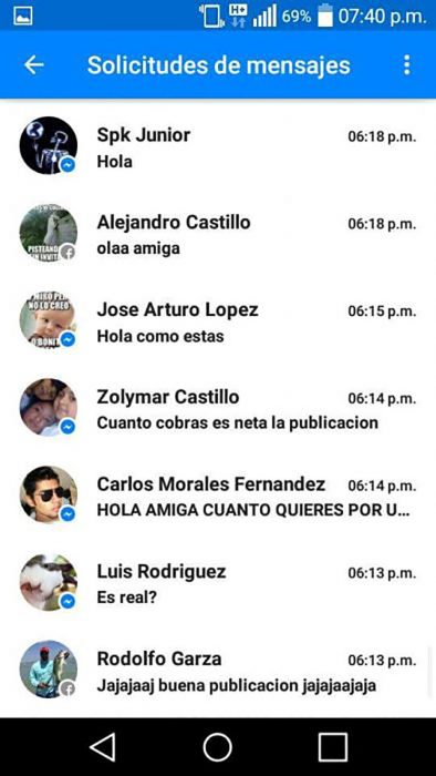 captura de pantalla con mensajes de inbox 