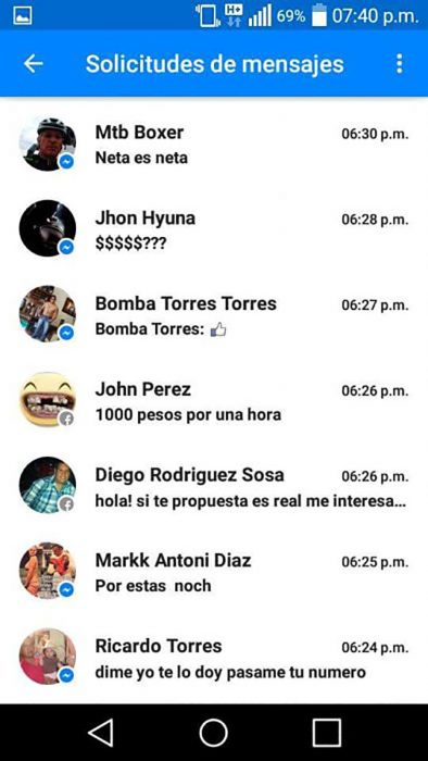 captura de pantalla con mensajes de inbox 