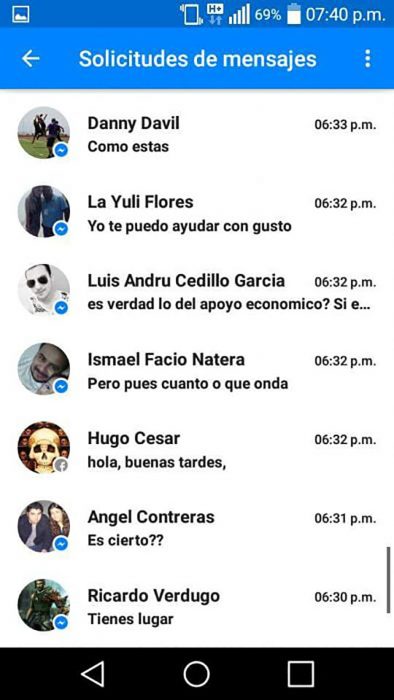 captura de pantalla con mensajes de inbox 