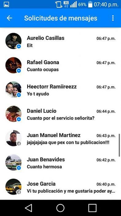 captura de pantalla con mensajes de inbox 