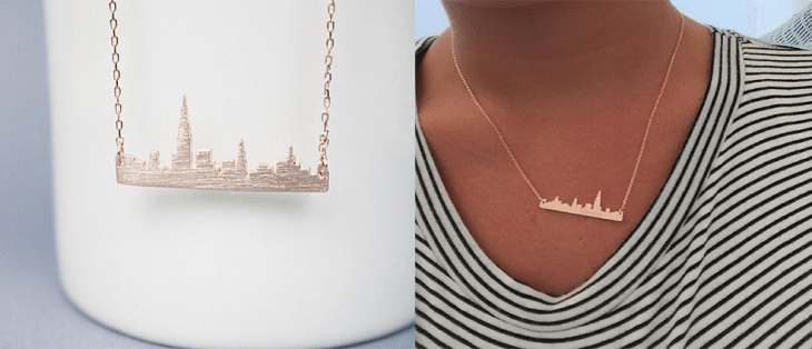 collar con forma de ciudad en rose gold 