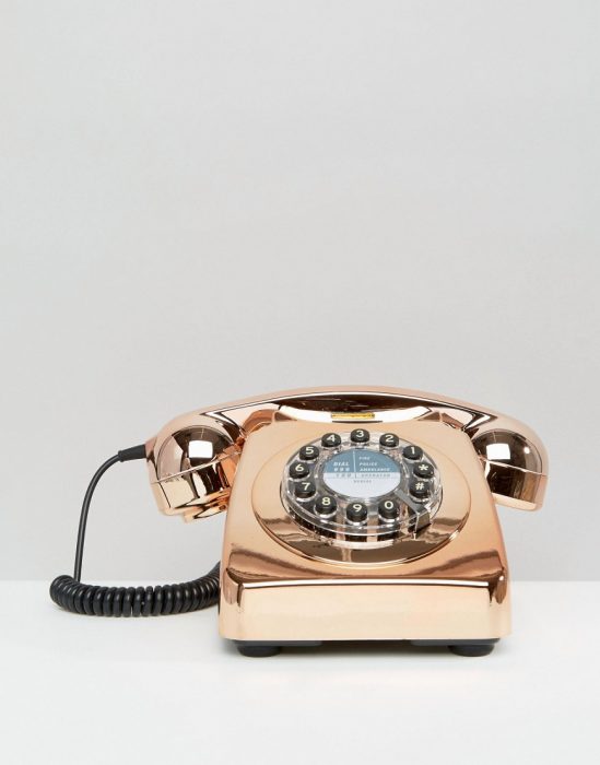 telefono antiugo de carrusel color rose gold 