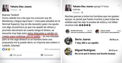 #LadyQuemones; esta chica ‘vende’ su cuerpo en Facebook y les da una lección a quienes la contactan