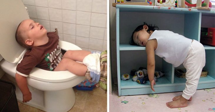 Estas fotos muestran que los niños pueden dormir donde sea