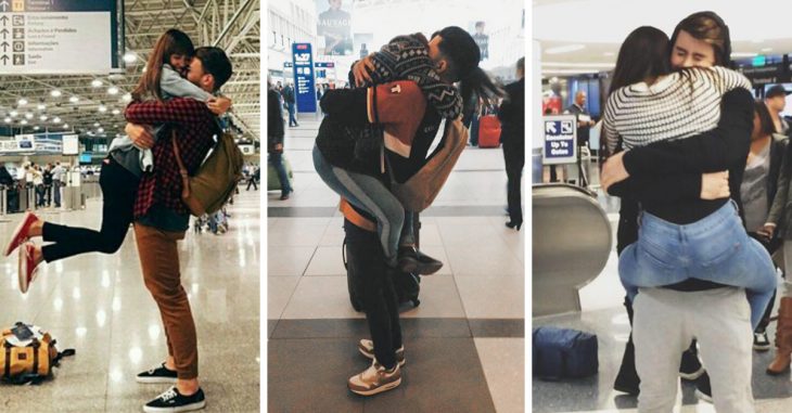 parejas se reencuentran en el aeropuerto y reafirman la fe del amor a larga distancia