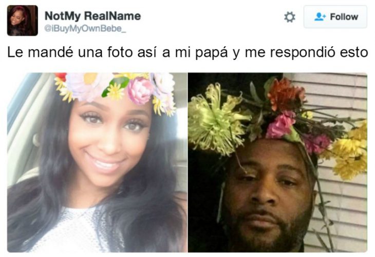 captura de pantalla de twitter mujer con flores en la cabeza