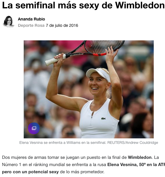 noticia de revista digital con mujer rubia tenista con raqueta 