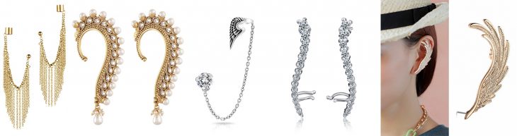 Diferentees estilos de Ear Cuff. 