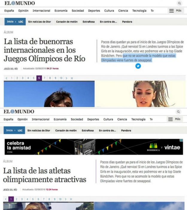 Pantalla del periódico digital El Mundo. 