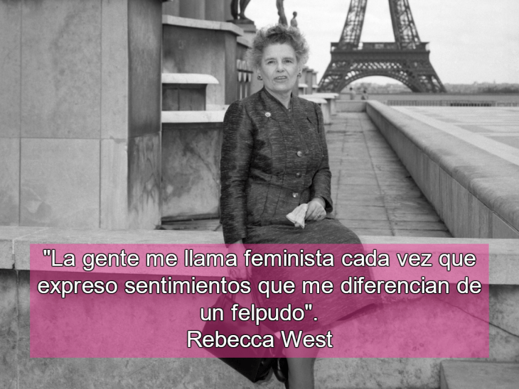 mujer sentada y torre eiffel atrás con frase feminista 