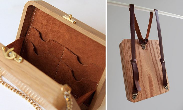 bolsos de madera colgados 