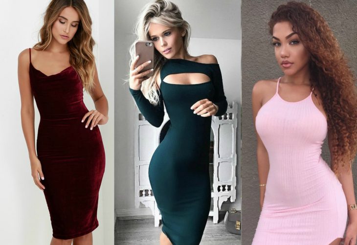 tres estilos de vestido bodycon ajustado al cuerpo 