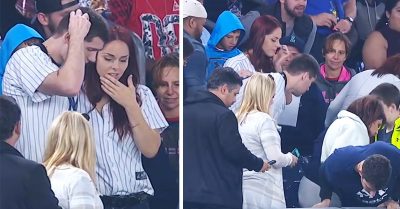 Este chico perdió el anillo de compromiso durante el juego y el publico deja todo para encontrarlo