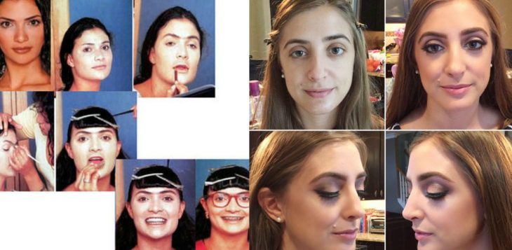 mujer desmaquillada en una transformación de belleza 