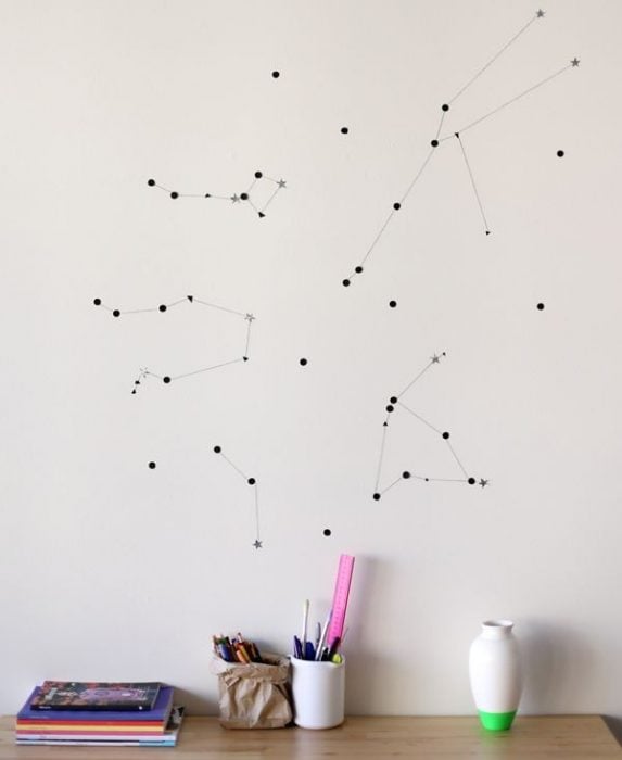 Constelaciones pintadas en una pared 