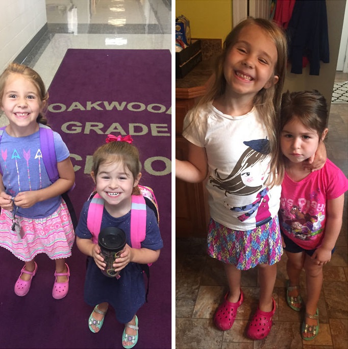 fotos niñas antes y después primer día de clases
