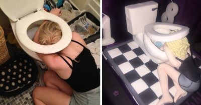 Esta madre le regaló a su hija el mejor pastel; ¡Una replica de ella misma vomitando con resaca!