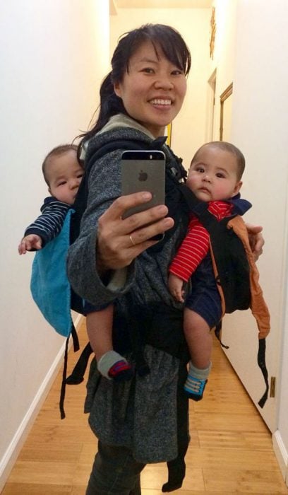 Hein Koh con sus hijos gemelos