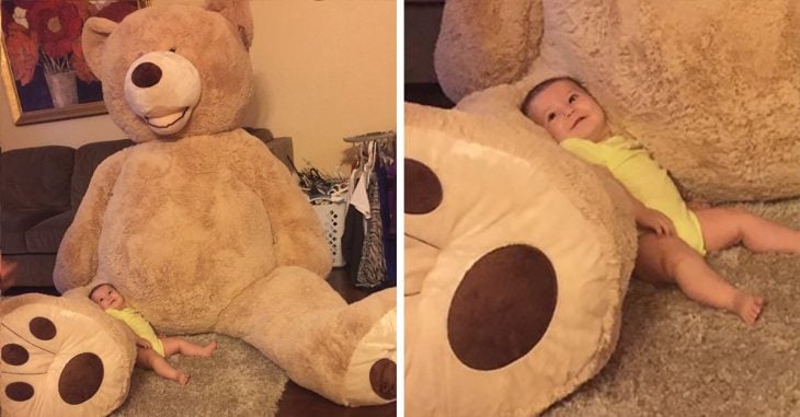 El amor de los abuelos no tiene precio... ni tamaño, por eso él compró un oso gigantesco a su nieta de 5 meses