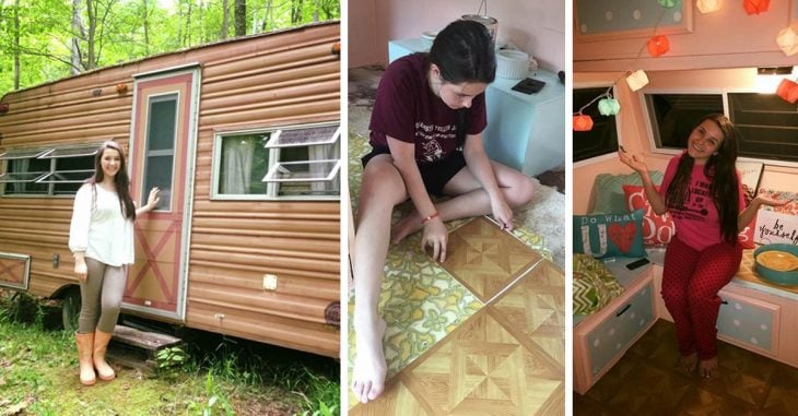 Una chica de 14 años transforma un viejo camper con sus propias manos