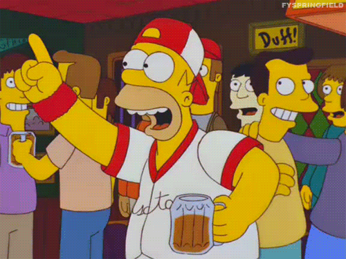 Simpson levantando un tarro de cerveza.