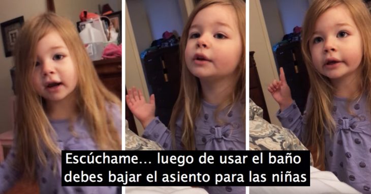 No baja la tapa del baño y su pequeña hija le da un gran sermón