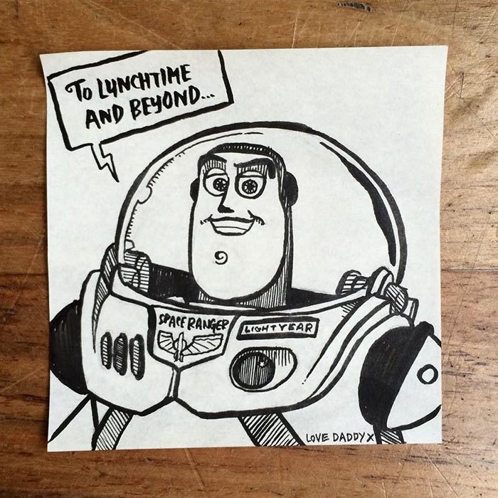 Dibujo de buzz lightyear creado por un padre para su pequeña hija 