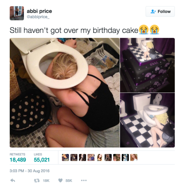 Mamá sorprende a hija con un pastel inspirada en la resaca de su hija para su cumpleaños número 18