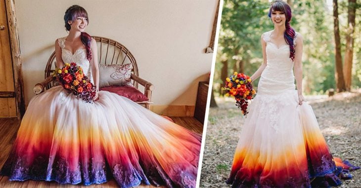Esta novia le añadió colorido a su vestido y el resultado es adorable