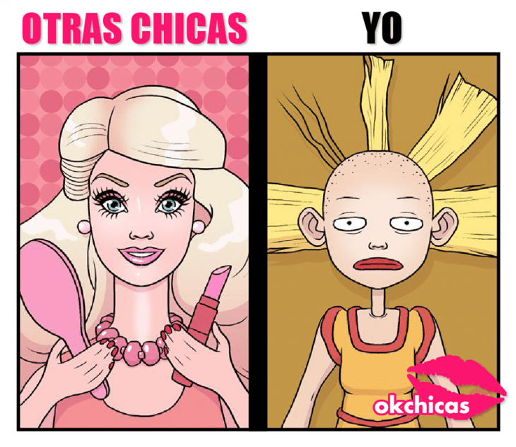 Comparación del maquillaje de dos chicas. 